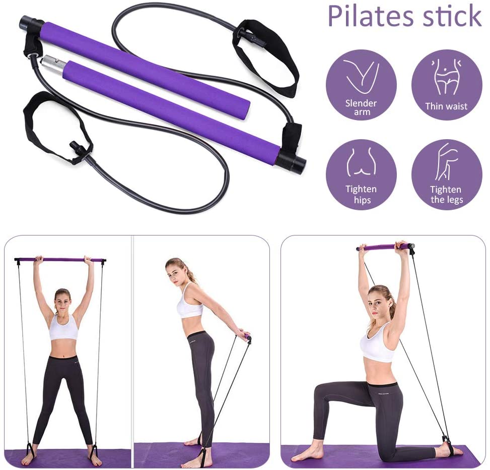 Exercise Resistance Band Yoga Stick Pilates Stick Portable Fitness SP