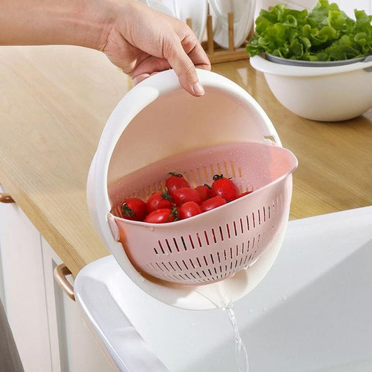 Double Drain Basket Bowl Washing Kitchen Strainer